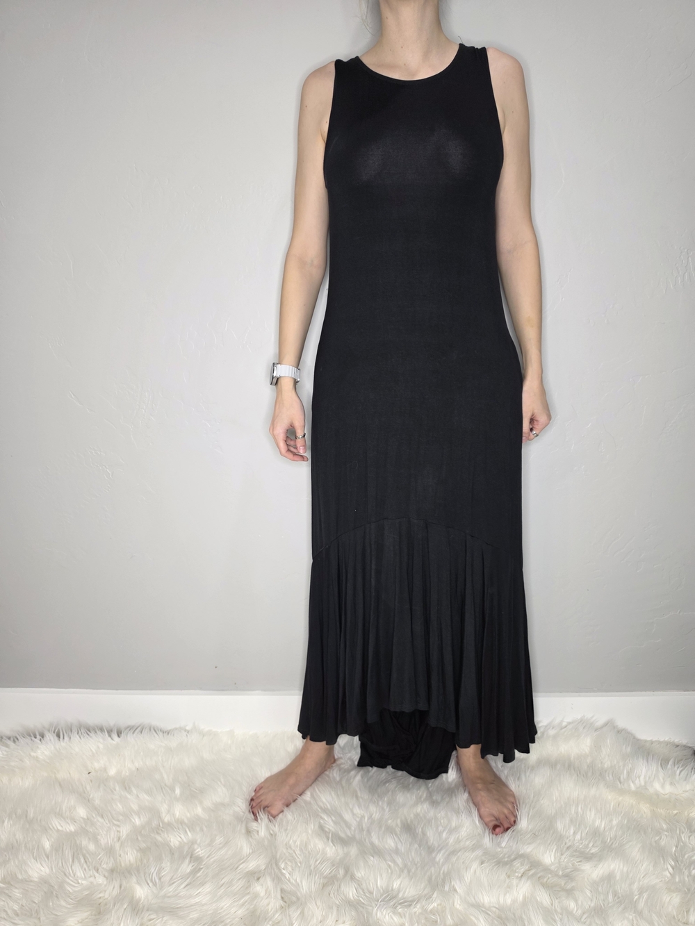 Modcloth Sleeveless Black Maxi Dress with Flared Hem